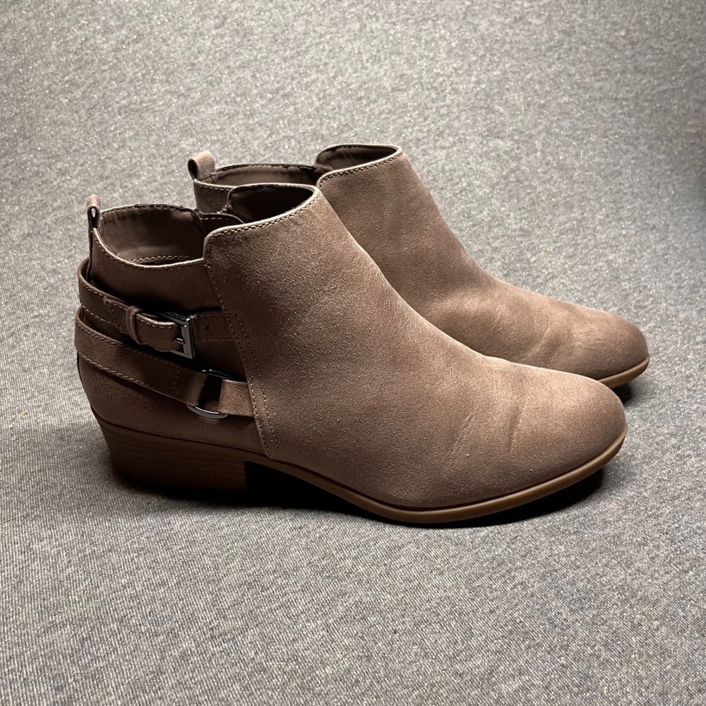 Lauren Blakwell Stacie‎ Women's Taupe Suede Buckle Ankle Boots Size 9.5